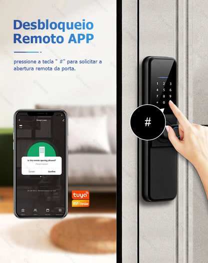 YRHAND Do Brasil Tuya wifi App Unlock fechadura digital Waterpoof eletronica Fingerprint  IC card Smart Door Lock for Home