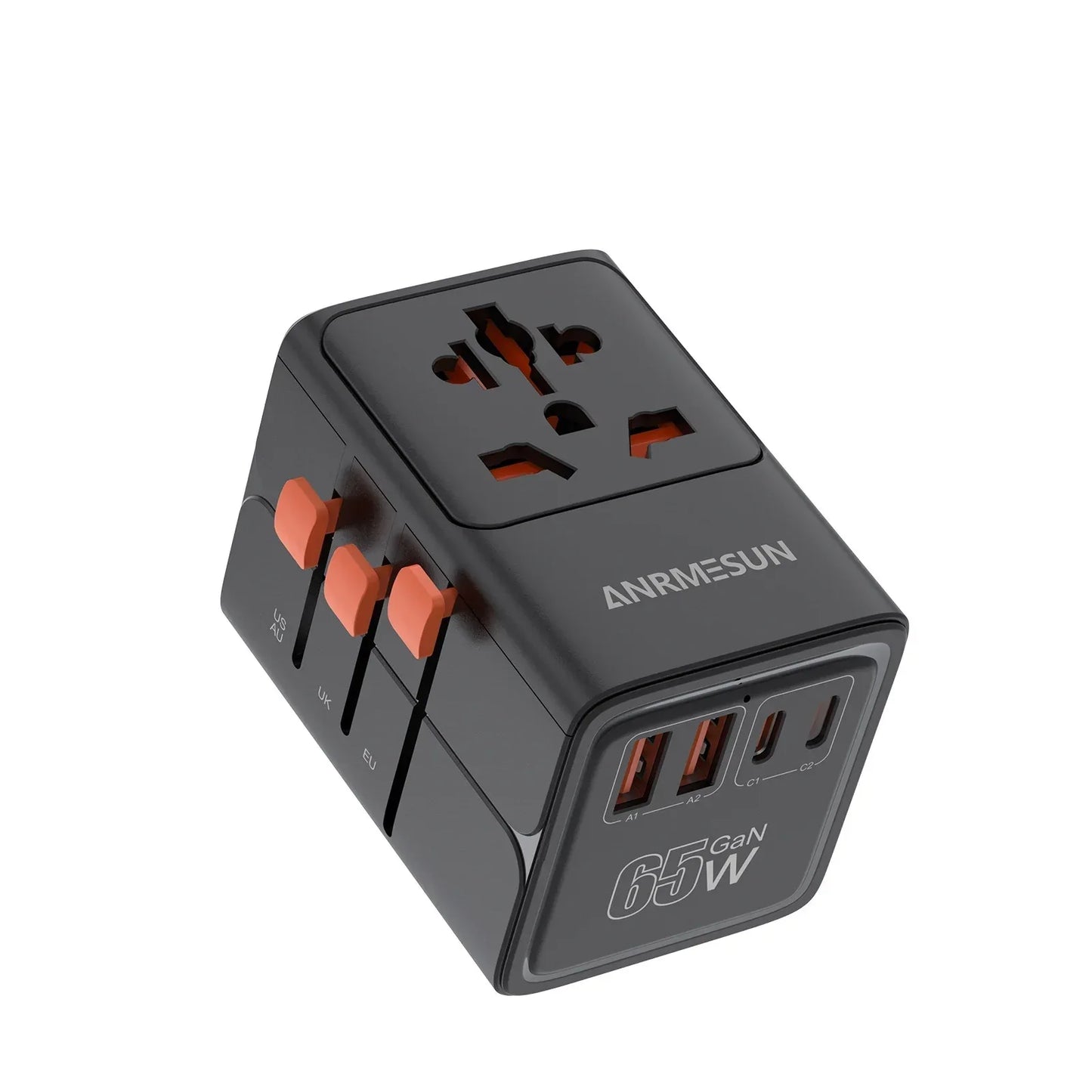 Global Universal Conversion Travel Plug 2 Type-C Sockets EU US AC Power Travel Adapter PD 65w 45w 25w Travel Plug Fast Charging