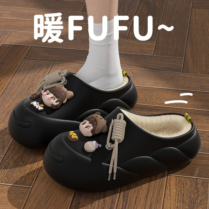 Cute Girl Eva Warm Winter Women Slippers 2024 Home Cotton Shoes Sweet Women's Slippers For Home