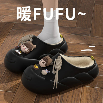 Cute Girl Eva Warm Winter Women Slippers 2024 Home Cotton Shoes Sweet Women's Slippers For Home