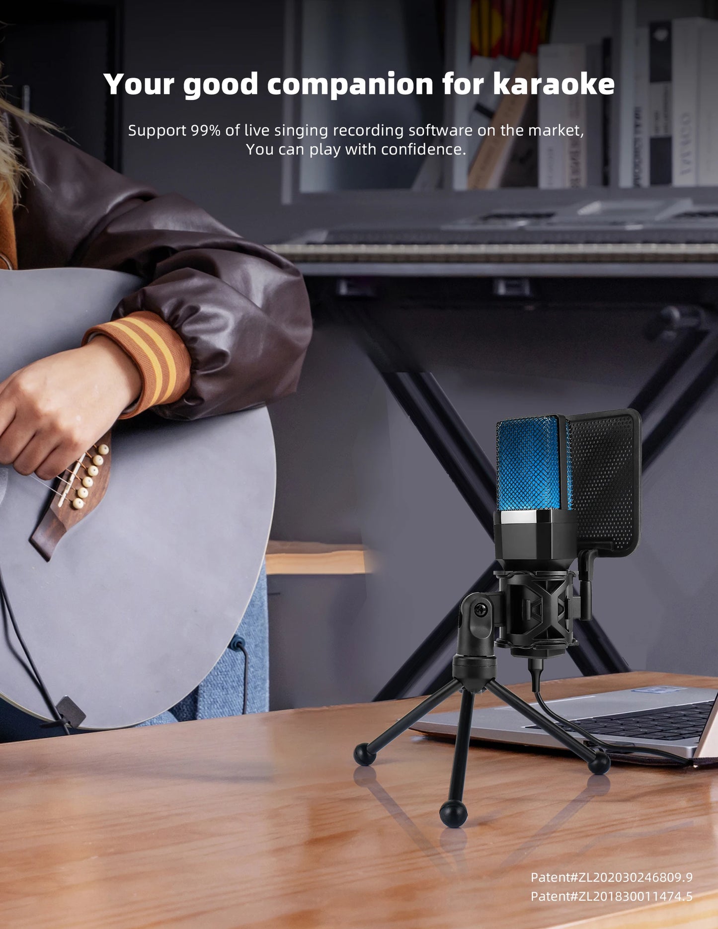 Professional Microphone Condenser Gaming Mic PC Laptop Computer USB Wired Streaming Studio Podcast Mike Kit Gamer RGB PC Karaoke