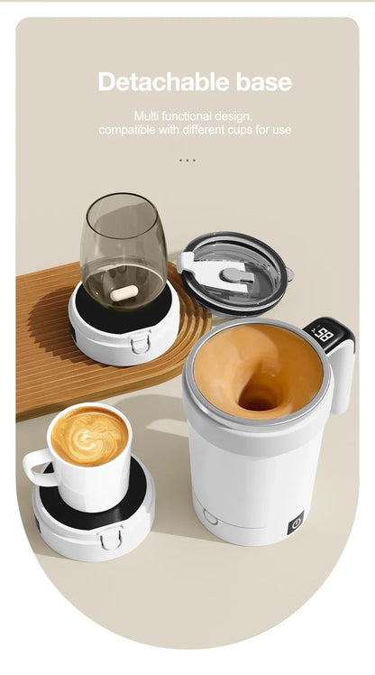 380ML Automatic Magnetic Stirring Mug with Straw & Lid Stainless Steel Waterproof USB Electric Mixing Coffee Mug 2025 New
