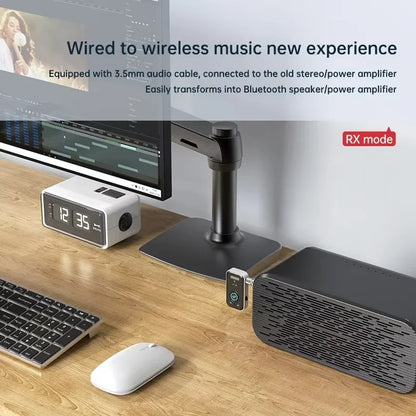 Upgraded Bluetooth 6.0 Transmitter Receiver HiFi Stereo Music Car AUX Audio Adapter 3.5MM Jack With Mic Calling For Car Kit