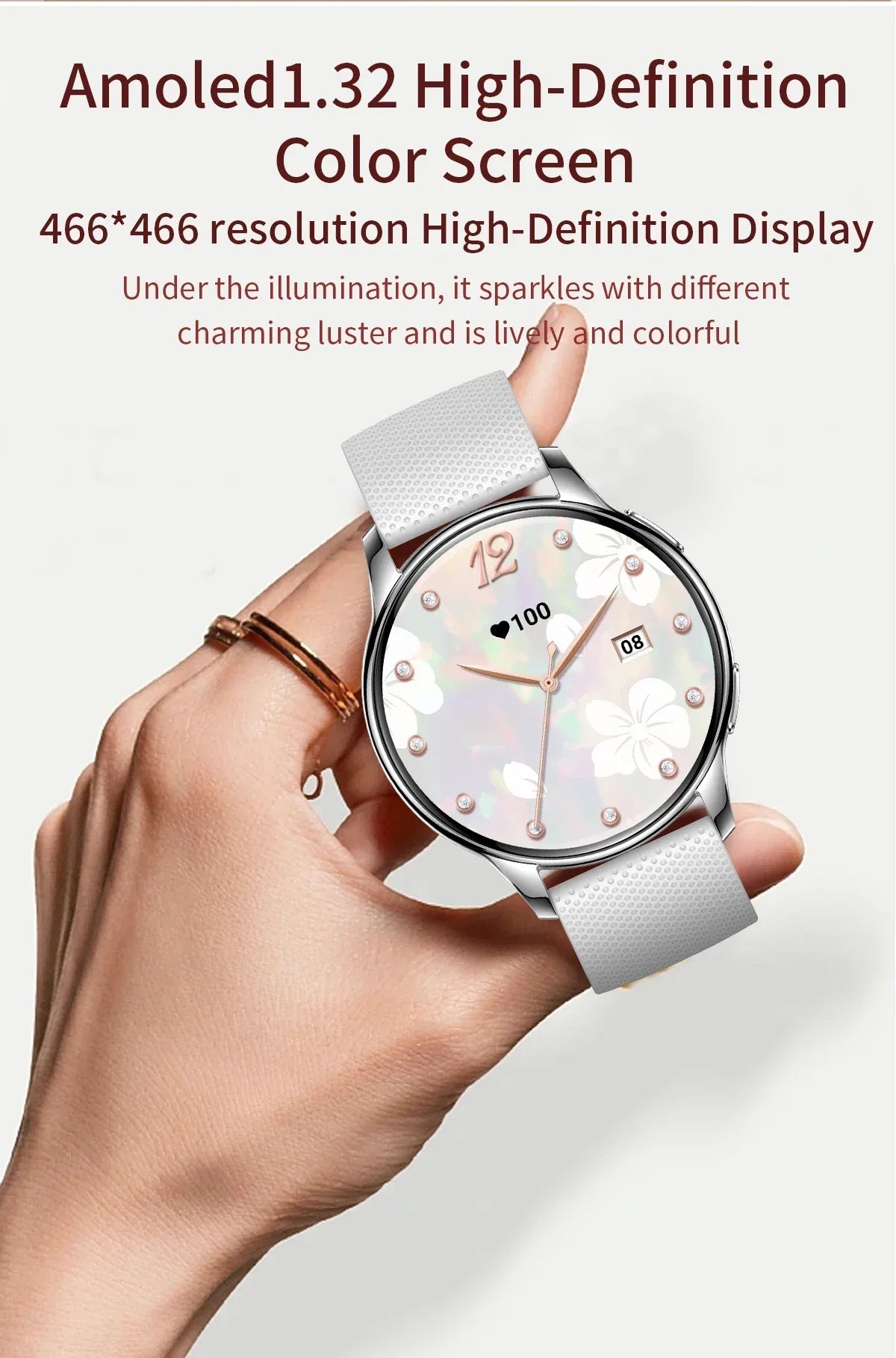 New Original Ultra Thin Women SmartWatch 1.32"AMOLED Display HD 466*466 Always Show Time Call Reminder for Women Smartwatch gift