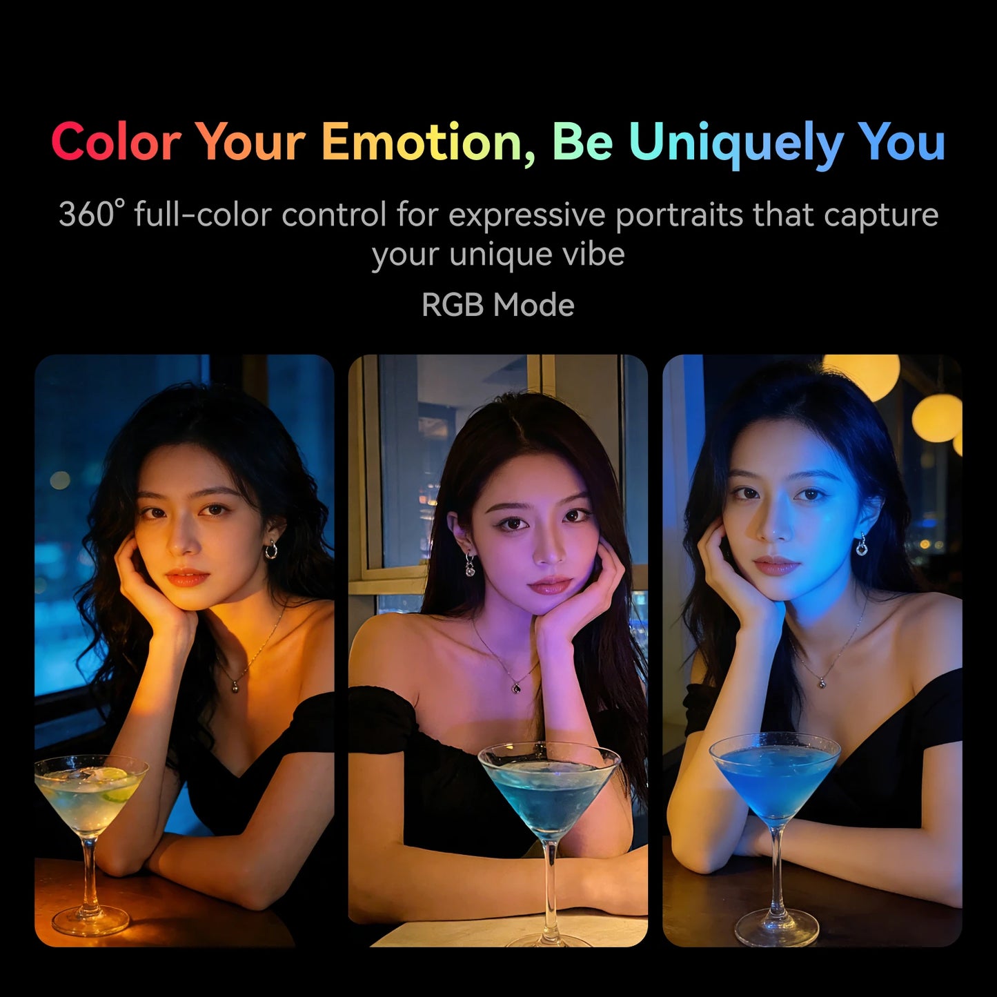 TELESIN Magnetic 360° Rotation RGB Fill Light Mini Selfie Light 3 Mode Adjustable Color Brightness for Smartphone Iphone Android