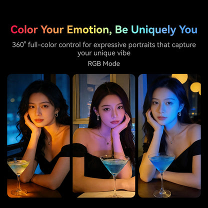 TELESIN Magnetic 360° Rotation RGB Fill Light Mini Selfie Light 3 Mode Adjustable Color Brightness for Smartphone Iphone Android