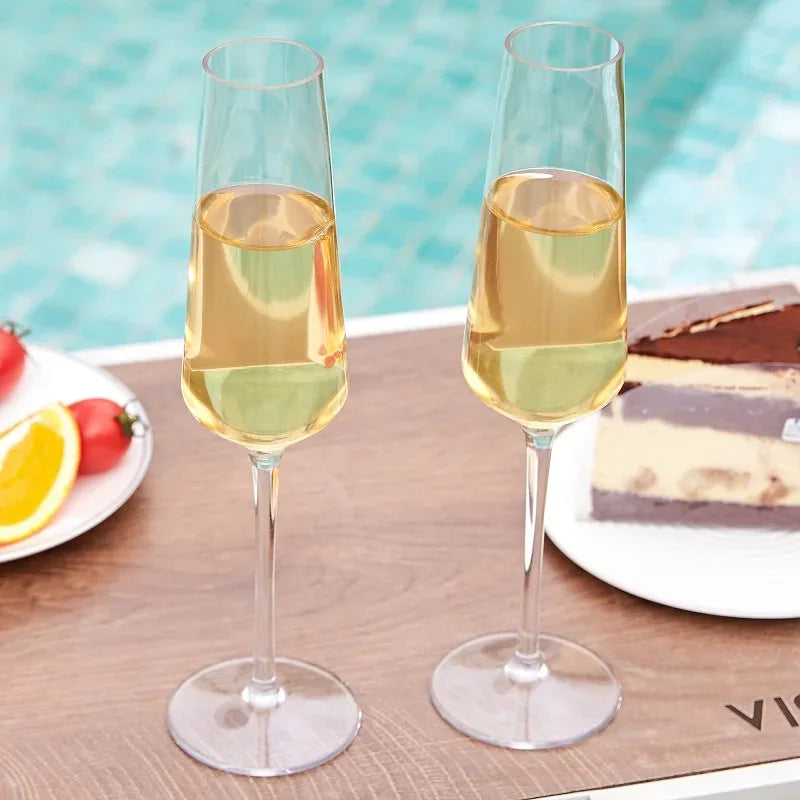 MICHLEY Unbreakable Champagne Flutes Glasses Set Plastic Tritan Sparkling Wine Glass For Wedding Party Picnic Barware 2/4 pcs