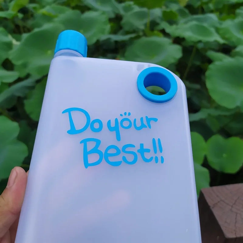 380ML Transparent Flat Water Bottle Plastic Travel Bicycle Drinking Cup Reusable Portable Water Bottle