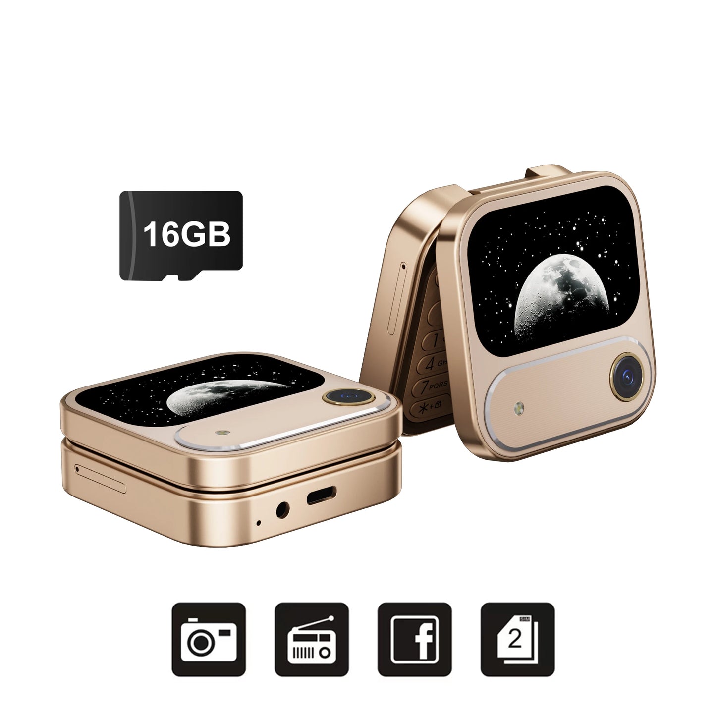 SERVO i17 AIR Mini Foldable Mobile Phone 2G GSM 1.77" Display Magic Voice Speed Dial FM Radio 2 SIM Card Small Square Cellphones