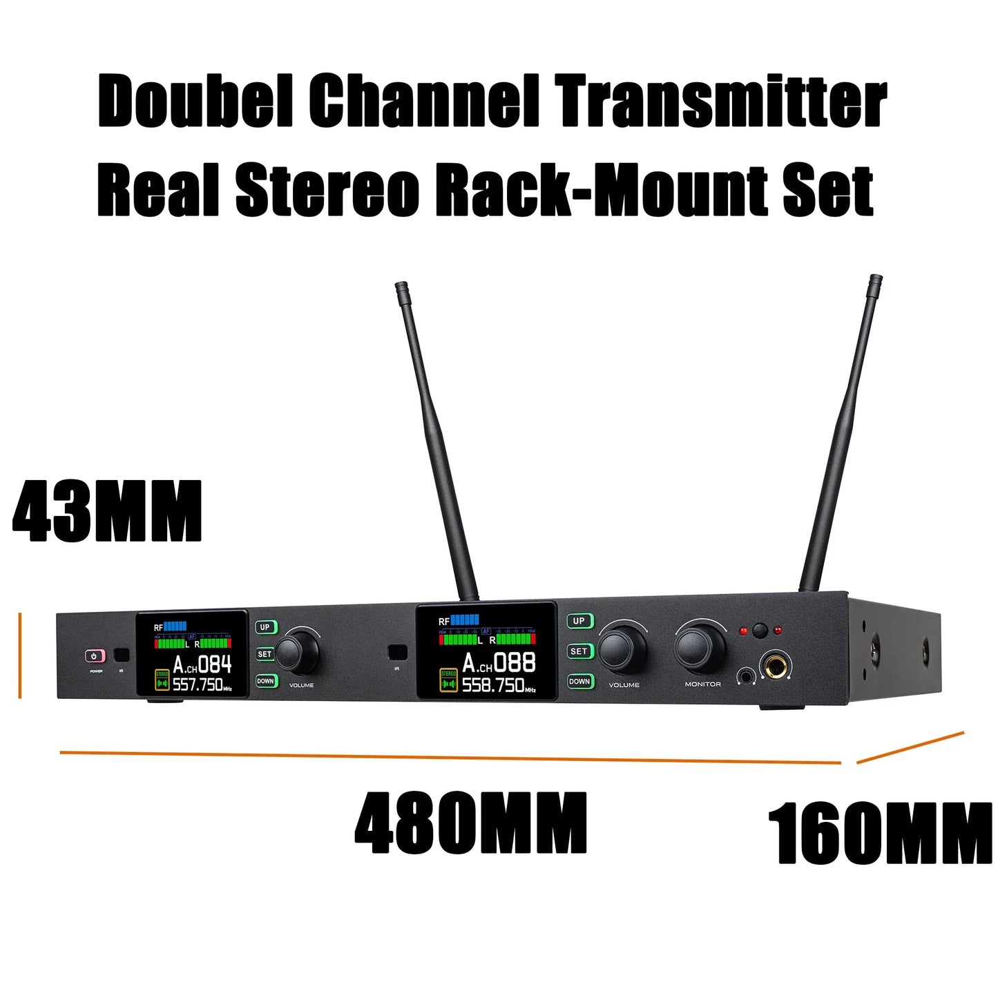 Leicozic Best Stereo In-Ear Monitor PM20 2Channel Wireless Ear Monitoring System Rack-Mount True Diversity 4 Receiver 500/600Mhz