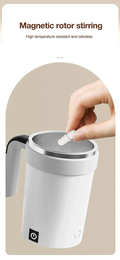 380ML Automatic Magnetic Stirring Mug with Straw & Lid Stainless Steel Waterproof USB Electric Mixing Coffee Mug 2025 New