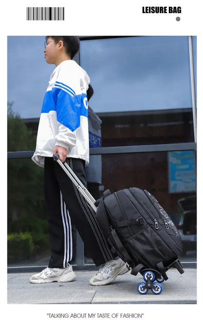 School Rolling backpack bag School Bags with wheels Student wheeled Backpacks for boys Children School Trolley Bag Waterproof