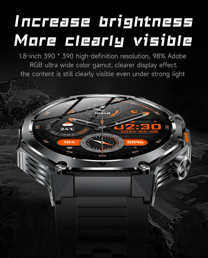2026 800mAh Super Capacity Battery Adult Men Smart Watch 1.8-inch Large Screen Bluetooth Call IP68 Waterproof SmartWatch Sports