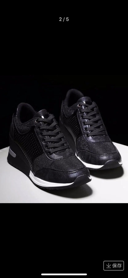 2025 Wedge Sneakers Mesh Platform Shoes Solid Color Thick Bottom Zipper Vulcanized Shoes for Women's Sneakers Zapatos De Mujer