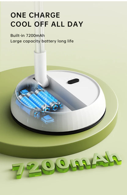 Portable Oscillating Standing Fan with Remote Controller Foldable Desk Fan Rechargeable Battery Powered Pedestal Fan for Camping