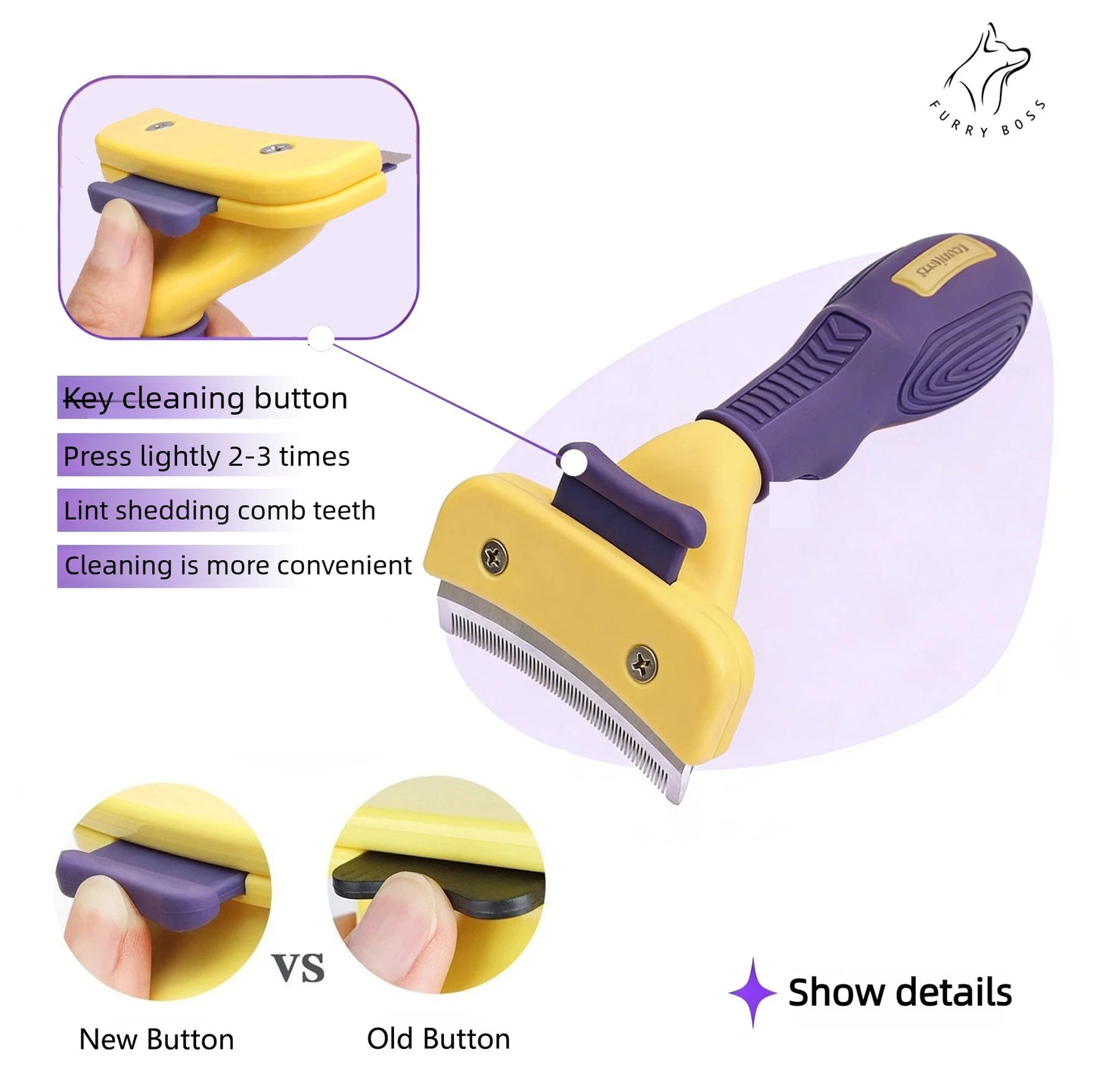 Pet Brush, Grooming Tool, Deshedding Comb, Teddy and Golden Retriever Hair Removal Brush, Pet Cleaning Supplies, Dog Brush