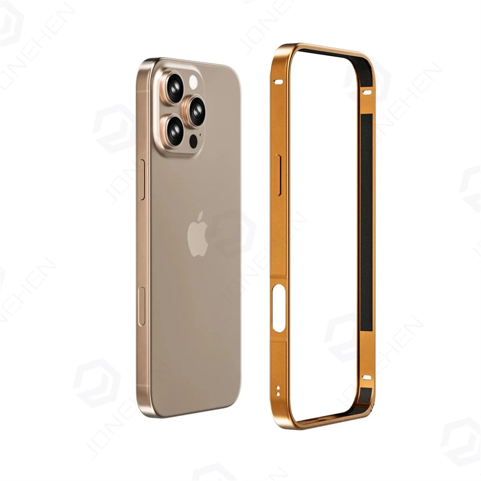 17pro Light Aluminum Metal Bumper Case Orange For iPhone 12 13 14 Plus 15 16 17 Pro Max Ultra Thin Alloy Back Frame Accessories