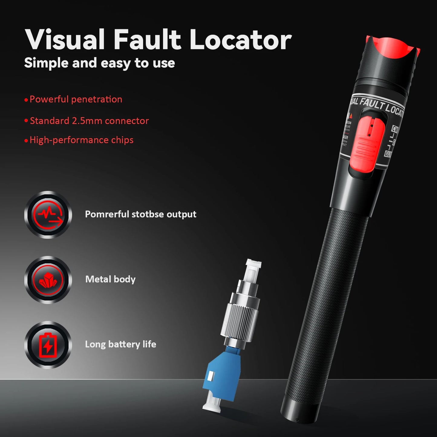 Fiber Optic Cable Tester Pen 30/50/80/100mw Visual Fault Locator SC/FC/ST 2.5mm Interface VFL 30/50/80/100Km Range