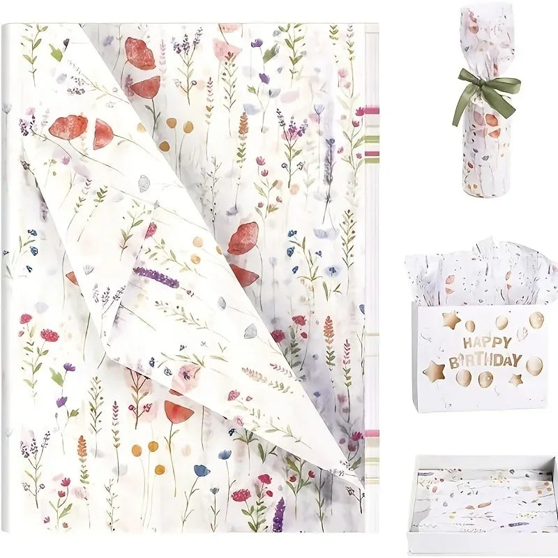 20 Sheets Lavender Print Tissue Paper - Semi-Transparent Perfect for Christmas Birthdays Weddings Valentine's Day 14x20 Inches