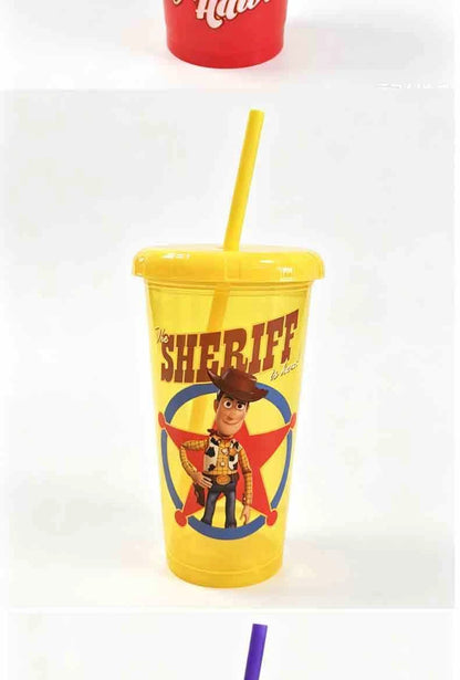 Toy Story 4 Pack Plastic Straw Cup Set Official Cartoon Reusable BPA Free Drinking Cups