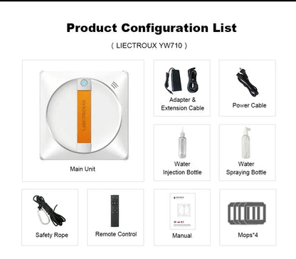   (promo code: AEEU03 )Liectroux YW710 Robot Window Cleaner,Double Water Spray,Strong Vacuum,Home Floor Wall Window Cleaning Robot,App&Remote Control