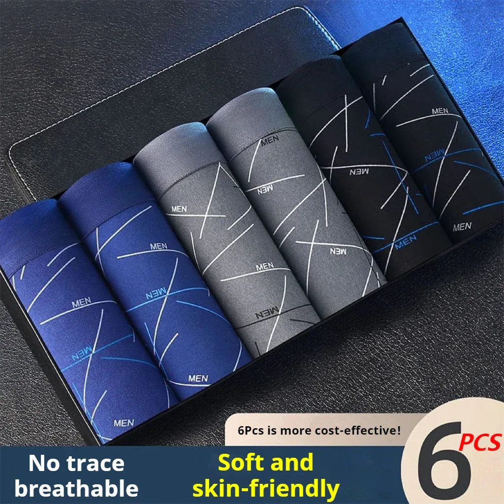 6Pcs Men's Sexy Underwear Boxers Mens Short Soft Comfortable Breathable Fashion Antibacterial Trunks Fitness Running Man Shorts