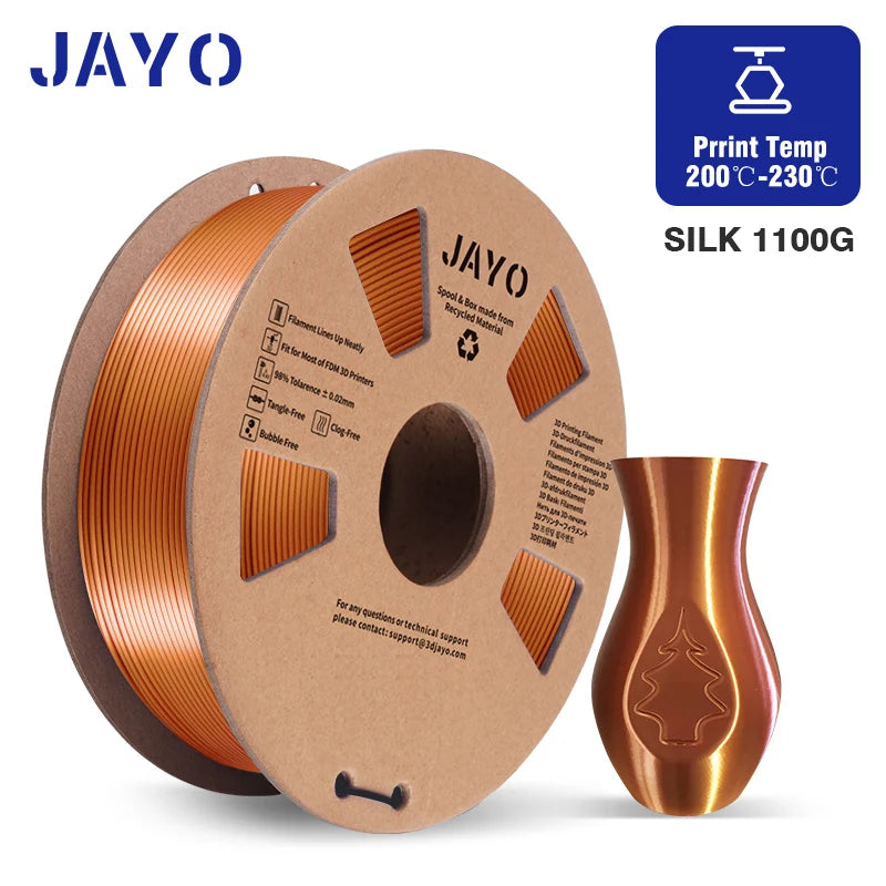 JAYO PETG/PLA+/SILKPLA/PLAMeta/PLAMatte/ABS/ PLA Filament 1.75mm 1.1/0.65KG 3D Printer Filament For FDM 100% No Bubble Mix Color