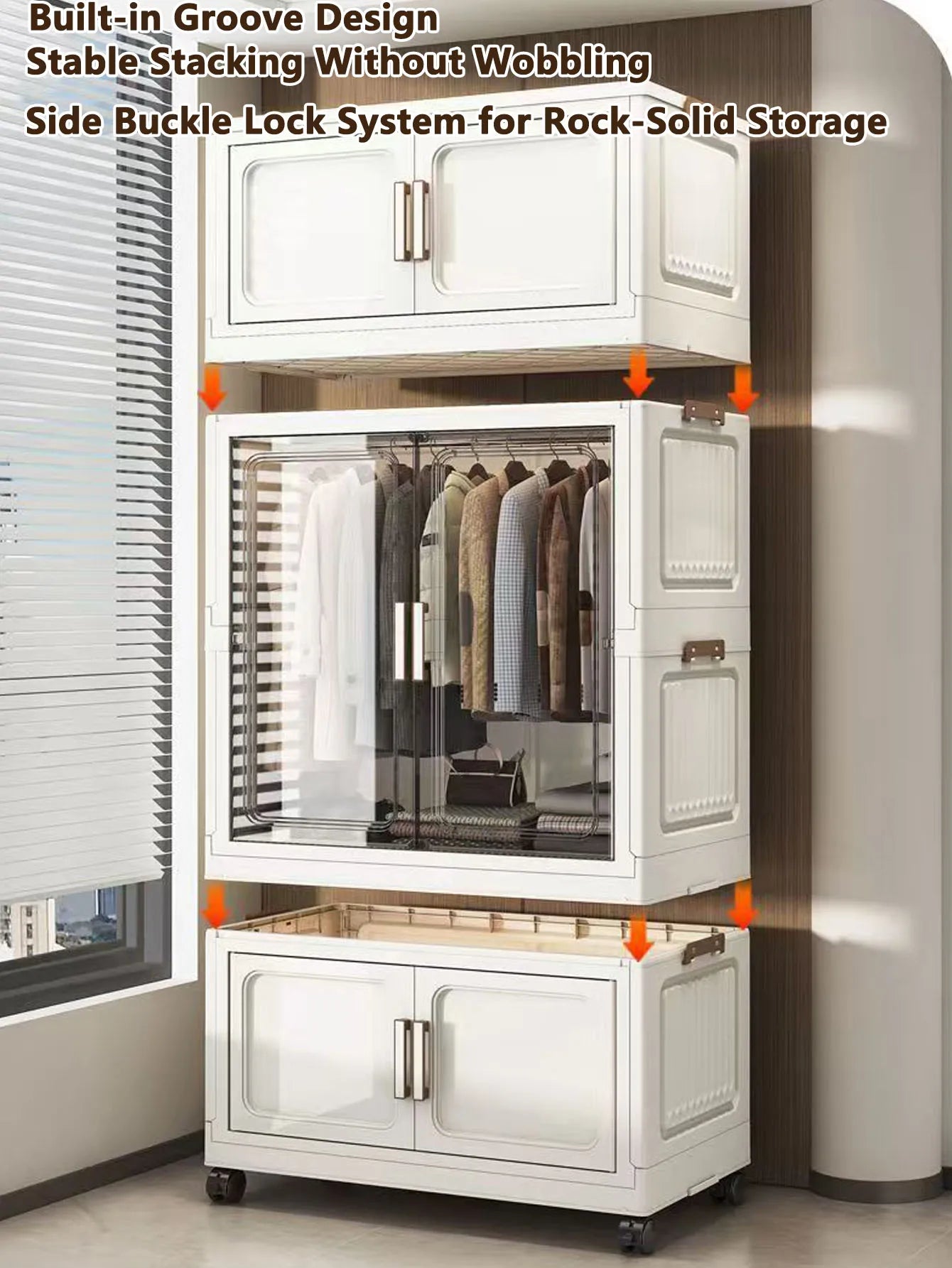 Multi-Functional Folding Storage Cabinet for Home Office Kitchen Bathroom Organizer with Doors White Black Gray