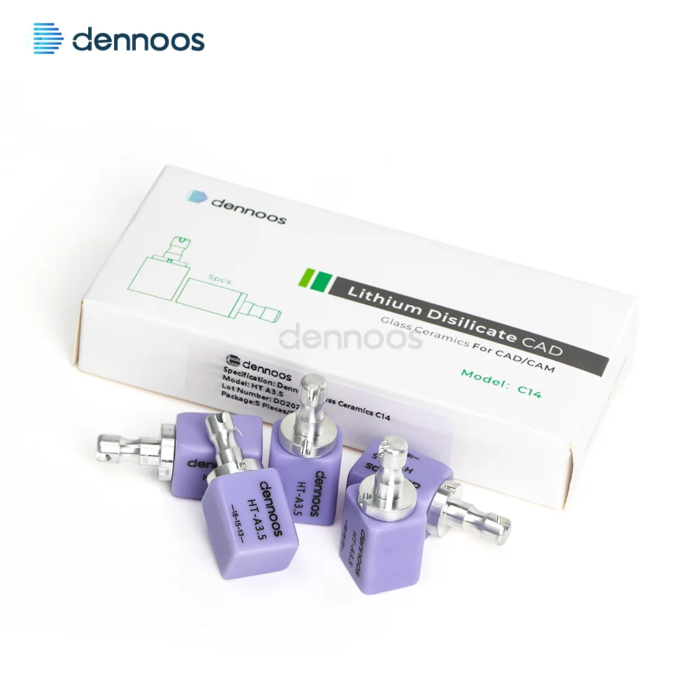10PCS Lodden Dennoos Dental Lithium Disilicate C14 Glass Ceramic Blocks Cubes LT/MT/MO/HT for CADCAM Sirona Cerec Milling System