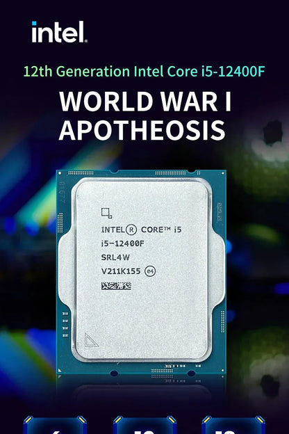 Intel Core i5-12400F New  i5 12400F 2.5 GHz 10NM L3=18M 65W LGA 1700