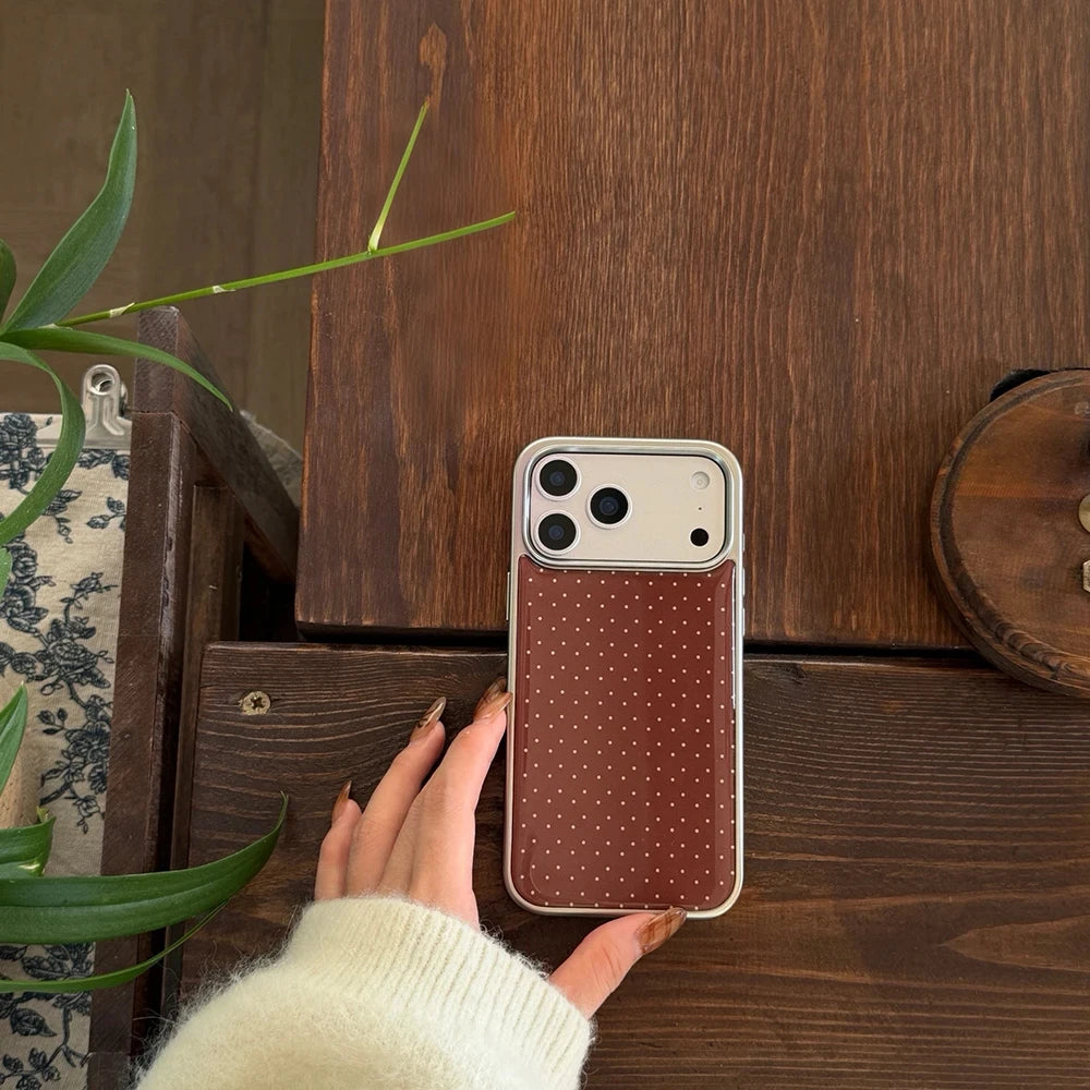 Korean INS Polka Dot Pattern Electroplated Silver Phone Case for iphone 17 Promax 17pro 14 15 16 Promax Shockproof Cover Funda