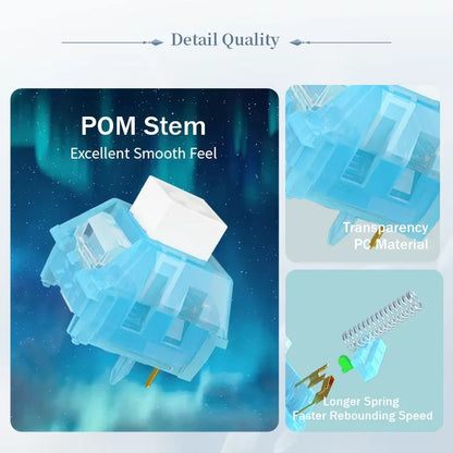 Kailh Arctic Fox Switches Clicky Tactile Keyboard Switch 5 Pins 63g RGB Switch With Light Guide Mechanical Keyboard MX Switches