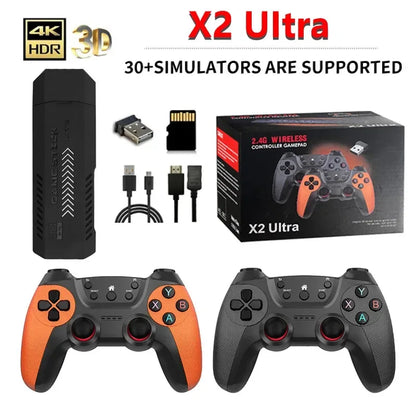 X2 Ultra Pro Retro Game Stick 64GB/128GB Portable Game Console with 4K Video Wireless Controller Supports FC & GBC Game Formats