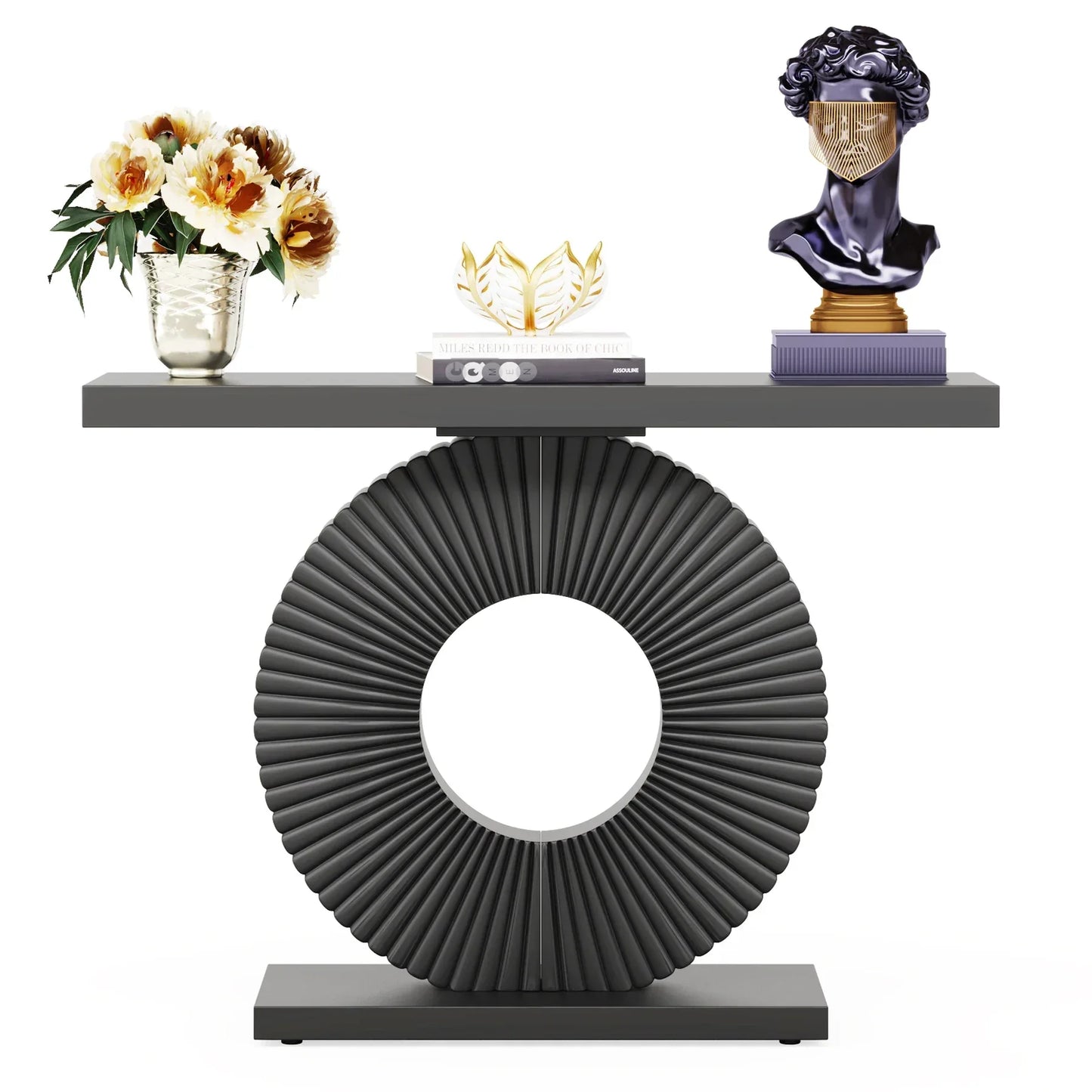 Tribesigns Modern Console Table with Geometric Base, 40 inch Wood Entryway Table Sofa Table Narrow Long Table
