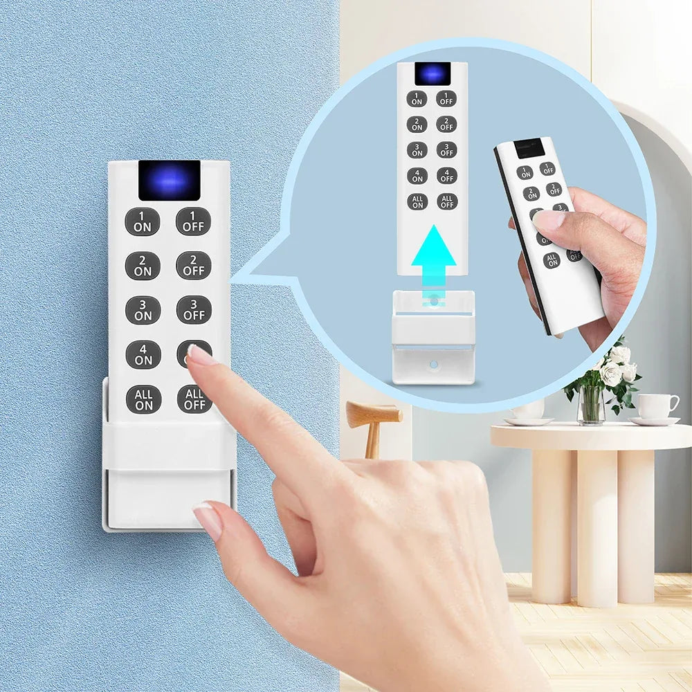 RF Wireless Smart Light Switch 433MHz 110V 220V Mini Relay Receiver Module ,4-in-1 Remote Control,For Led Light Lamp Fan ON/OFF