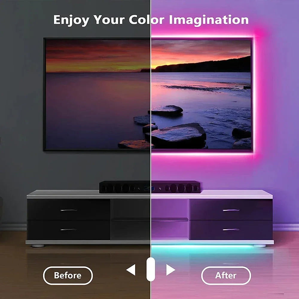 Bluetooth LED Strip Lights Smart SMD 5050 APP Remote Control Flexible Ribbon Diode Lamp Tape TV Backlights Game Room Home Decor