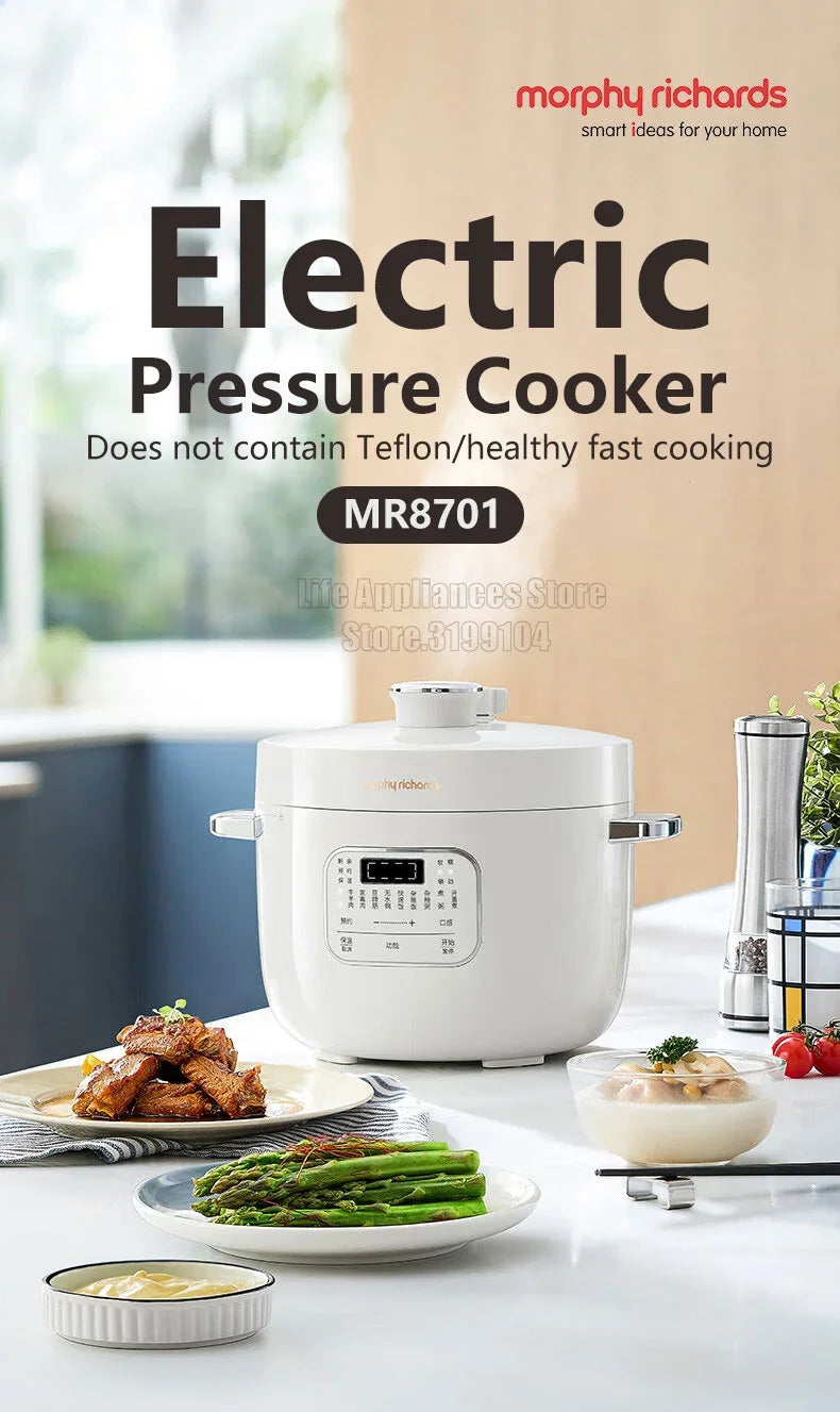 MOPRHY RICHARDS 2.5L Electric Rice Cooker 70Kpa Pressure 220V Multi Cooking Pot Home Appliances 800W Heating Stew Soup Beef