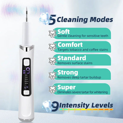 Ultrasonic Dental Scaler Tartar Remover 5 modes with LED Light Household Teeth Cleaning Tools Dental Cleaner Oral Care
