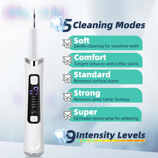 Ultrasonic Dental Scaler Tartar Remover 5 modes with LED Light Household Teeth Cleaning Tools Dental Cleaner Oral Care