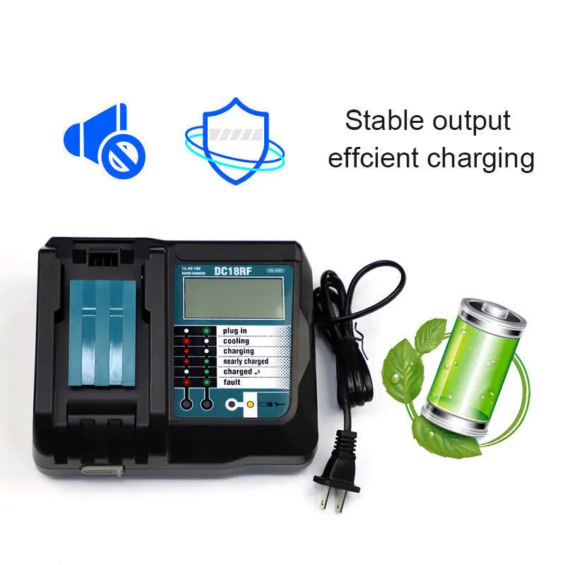 DC18RCT Li-ion 3A Battery Charger for Makita BL1830 Bl1430 Compatible with DC18RC DC18RA Power Tool Universal Charging Current