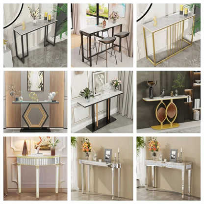 Luxury Marble Console Table for Living Room,Behind Couch Sofa,Hallway Entryway Table,Modern Narrow Furniture,Free Shipping