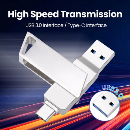 New Metal Type-C Rotatable USB 3.0 Flash Drive 32GB Computer And Phone Dual-Use Rotating Design Durable Data Storag Pen Drives ﻿