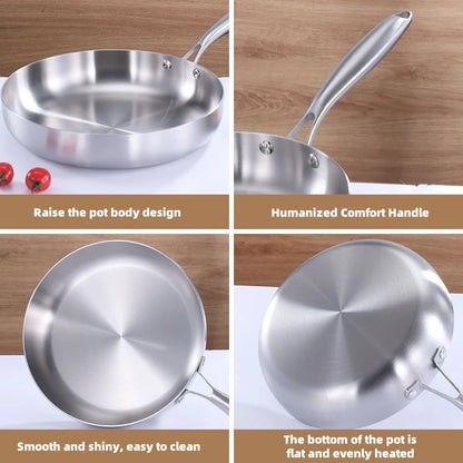 304 stainless steel frying pan, non stick pan, steak pan, suitable for gas stoves and induction cookers, uncoated kitchen utensi