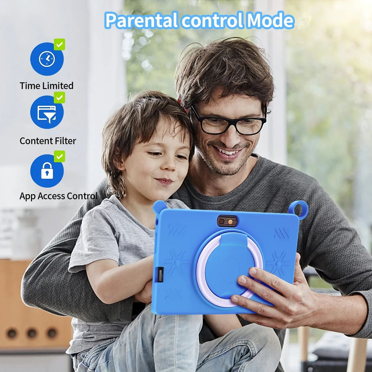 New 5G WIFI Children's Learning 7.0-inch Tablet 4GB RAM 64GB ROM Quad Core Mini Tablet with Leather Case Supports Games 4000mAh