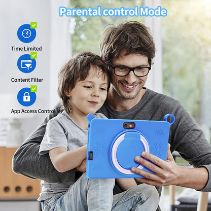 New 5G WIFI Children's Learning 7.0-inch Tablet 4GB RAM 64GB ROM Quad Core Mini Tablet with Leather Case Supports Games 4000mAh