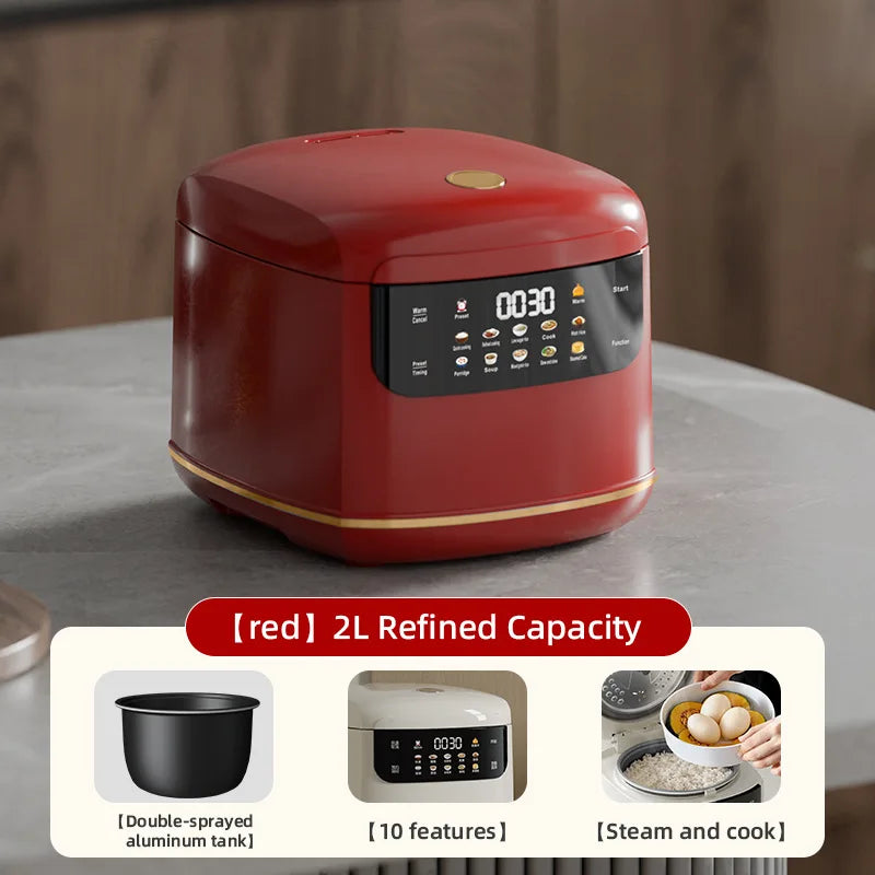DIVEDEER 2L Electric Rice Cooker Non-stick Pot Smart Features Reservation Keep Warm Functions Perfect for 1-2 Person Households