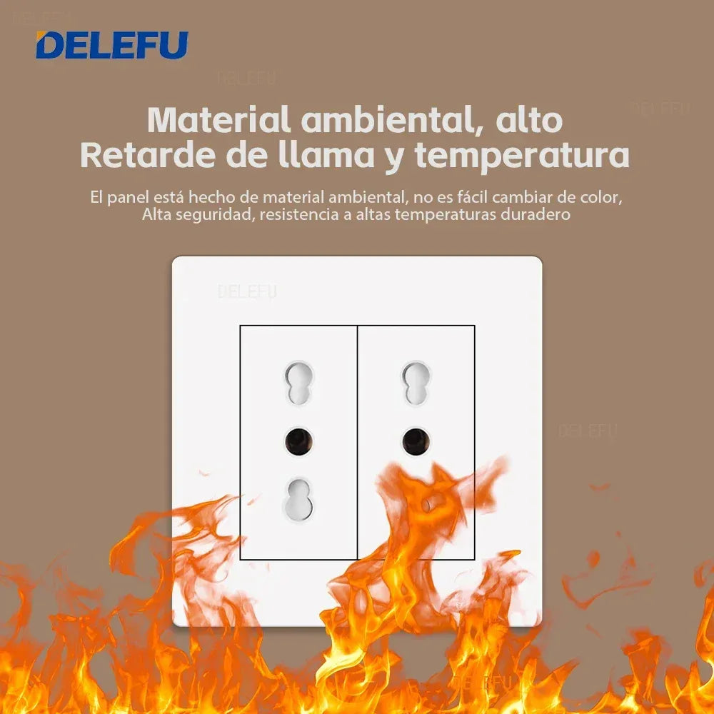 DELEFU86 PC White Flame Retardant Panel Italy Standard Wall Socket USB Type C Socket German Italian Socke EU Socket