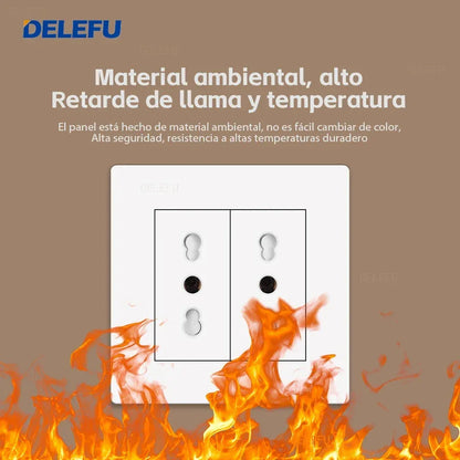 DELEFU86 PC White Flame Retardant Panel Italy Standard Wall Socket USB Type C Socket German Italian Socke EU Socket