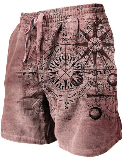 Men's Beach Pants Compass 3D Printed Shorts Men's Summer Breathable Shorts Fitness Street Shorts Men's Ropa Hombre