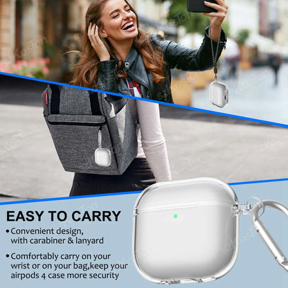 Transparent Case for AirPods 4 Earphone Soft TPU Clear Protective Cover with Cleaner Kit Keychain for AirPods4 Accessories